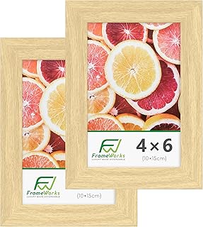 FrameWorks 2-Pack, 4x6 Picture Frame, Natural Oak – Classic Wooden Photo...