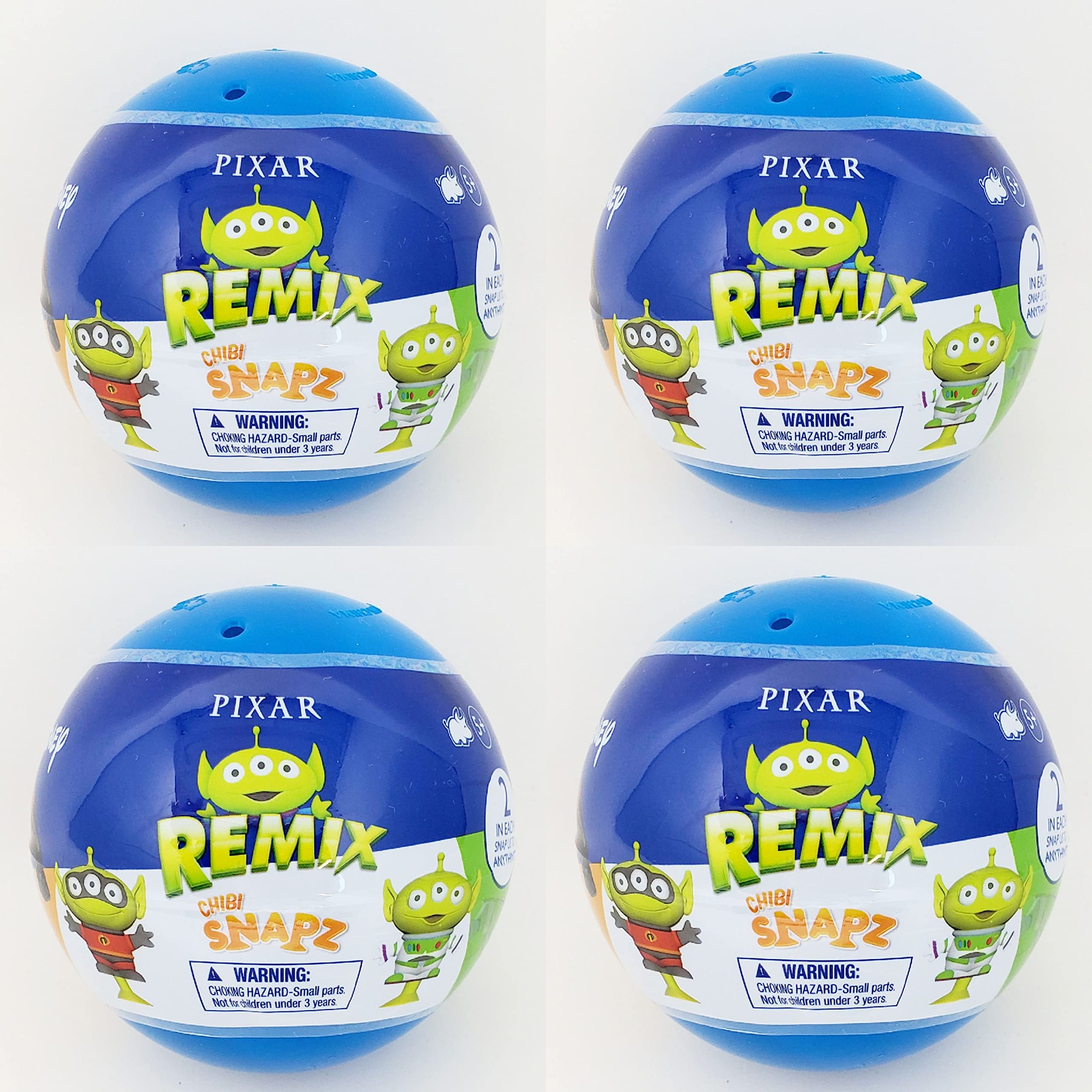 Bulls i Toy Pixar Remix Chibi Snapz 2 Pack Globes - Lot of 4
