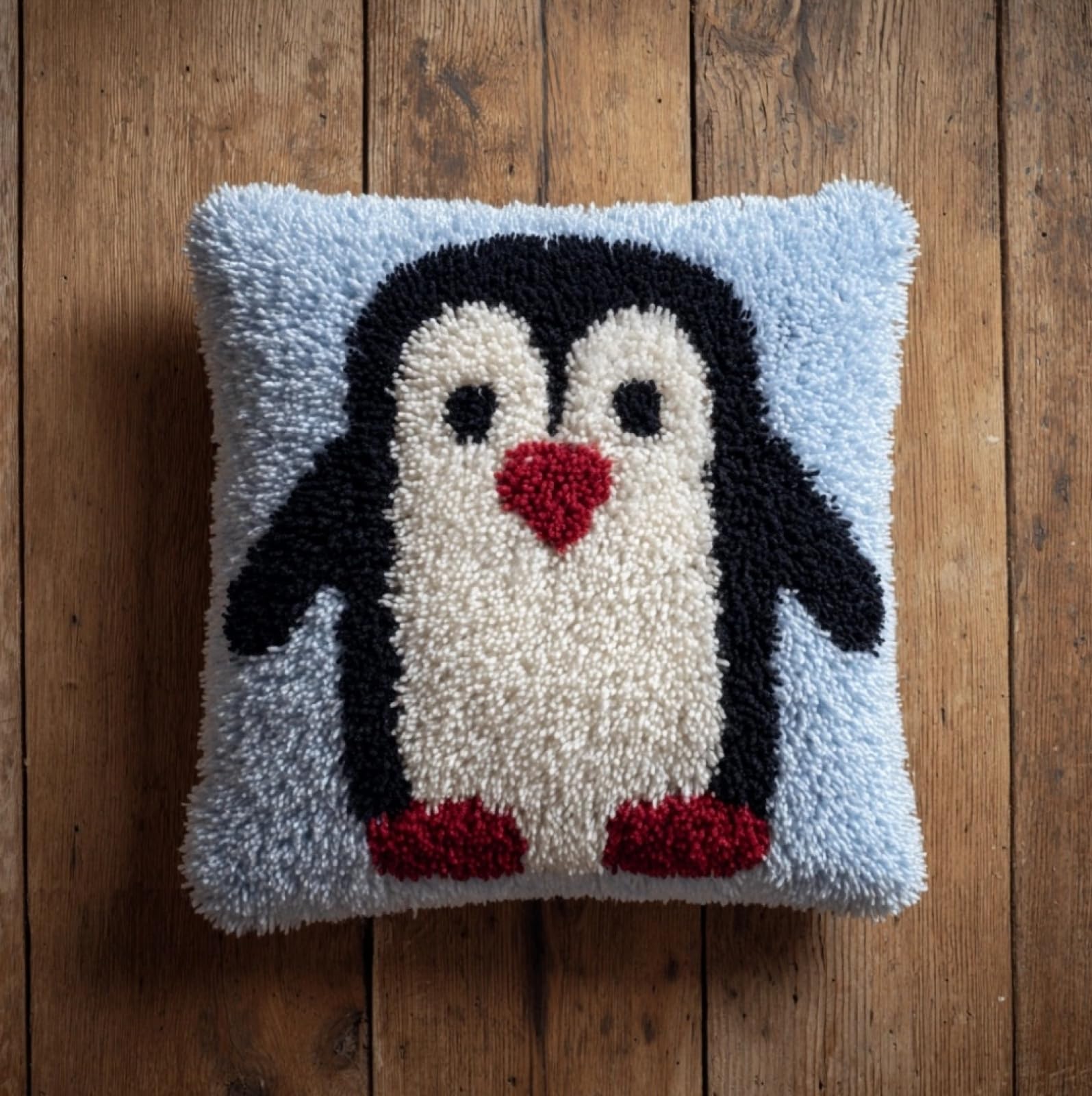 WallustrioaW Latch Hook Cushion Cover Kit 43x43cm,Penguin