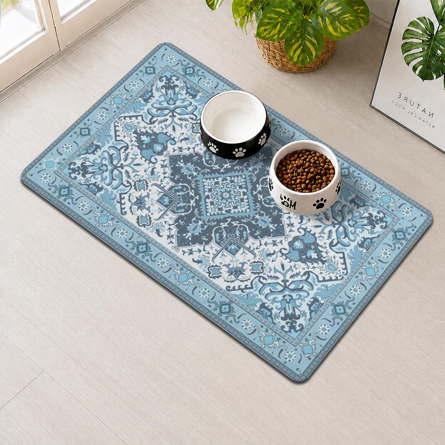 Tapis d'alimentation chien et chat imperméable et antidérapant pour gamelles
