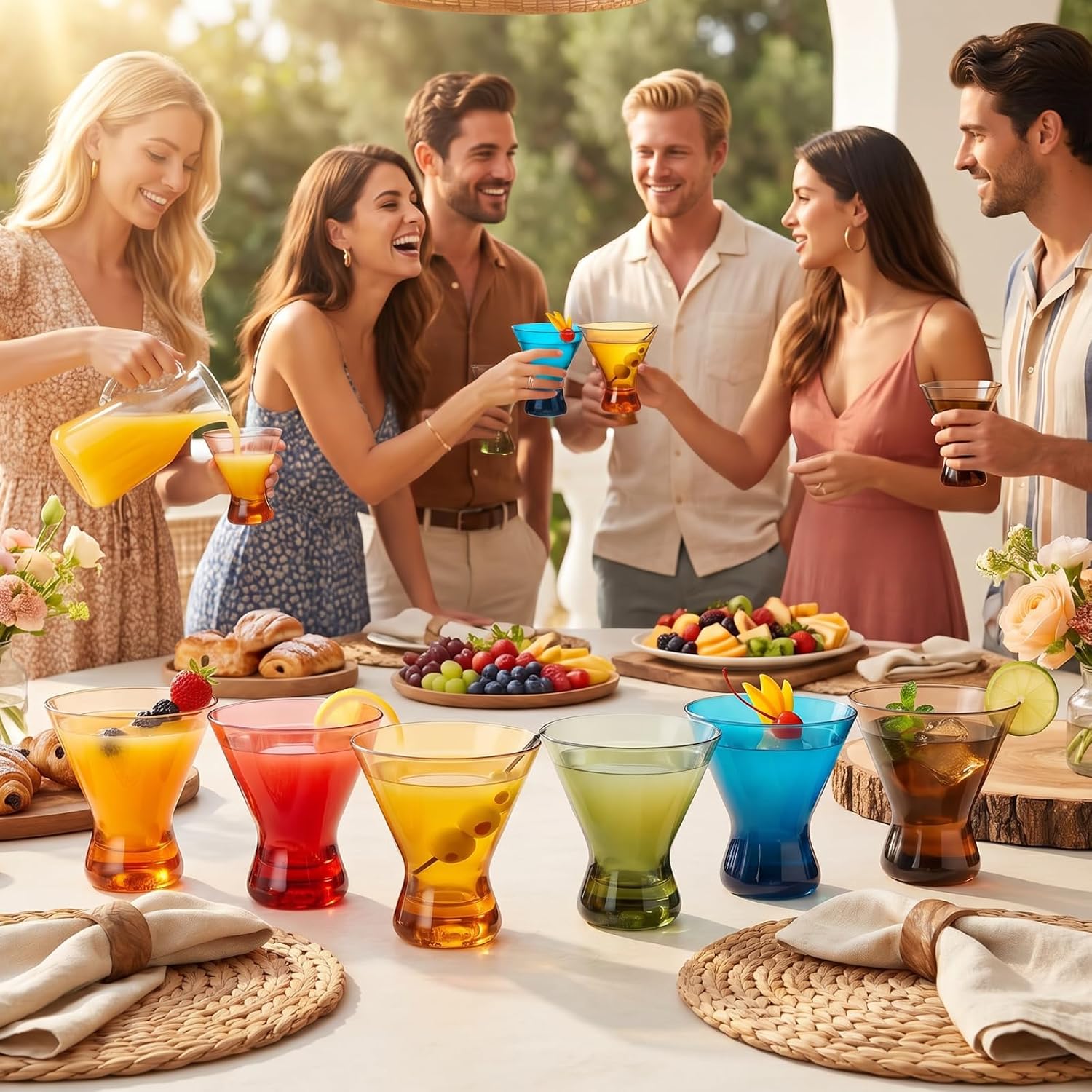 13-Ounce Colorful Pastel Plastic Stemless Martini Glasses (Set of 4), Martini, Margarita, Champagne & Cocktail Reusable Glasses, BPA-Free, Shatter-Proof, Dishwasher-Safe, Poolside Perfect, Outdoors