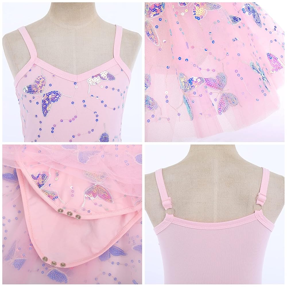 Tutu Da Ballo Con Paillettes Per Bambine - Body Senza Maniche Con Gonna A Strati Per Balletto E Danza - Foto 12