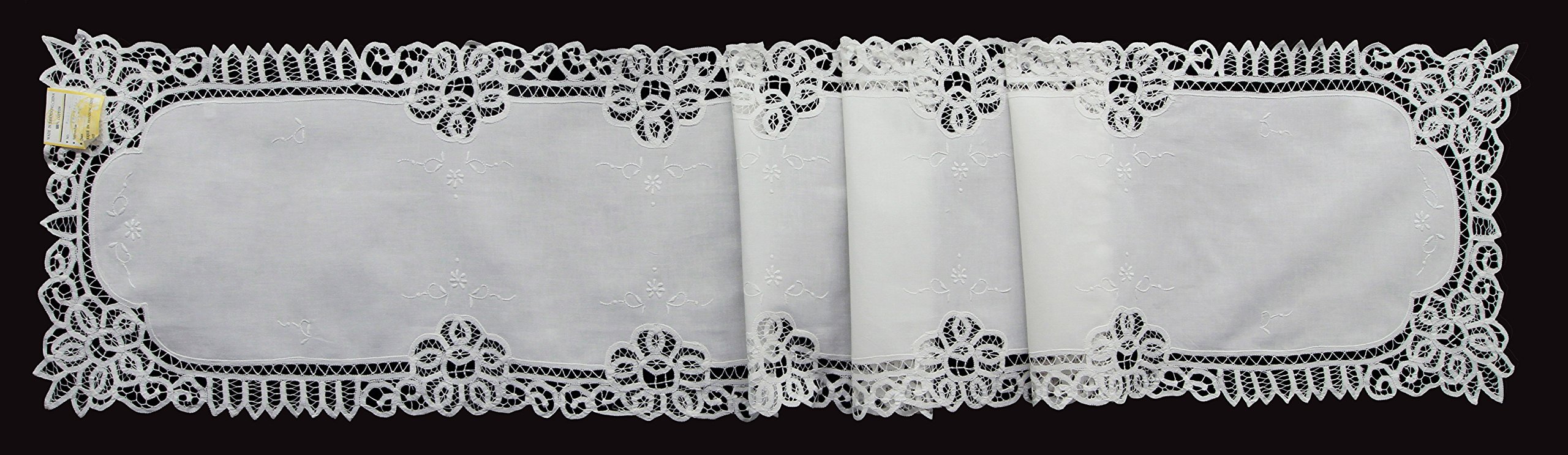 Amazon.com: Creative Linens White Battenburg Lace Table Runner Dresser Scarf  16x88 Hand Embroidery 1PC : Home & Kitchen