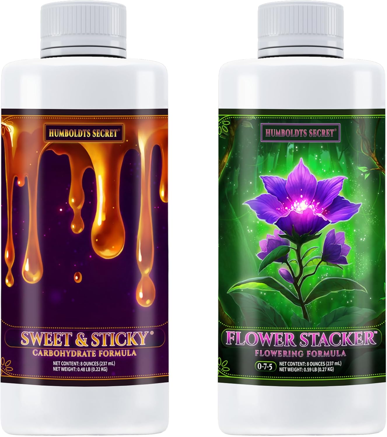 Humboldts Secret Sweet & Sticky – Carbohydrate and Saccharide Energy Source – Energy for Plants – (8 oz) w/Flower Stacker – Best Flowering Formula for Bigger Harvests - Flowering Plant Food (8 oz)