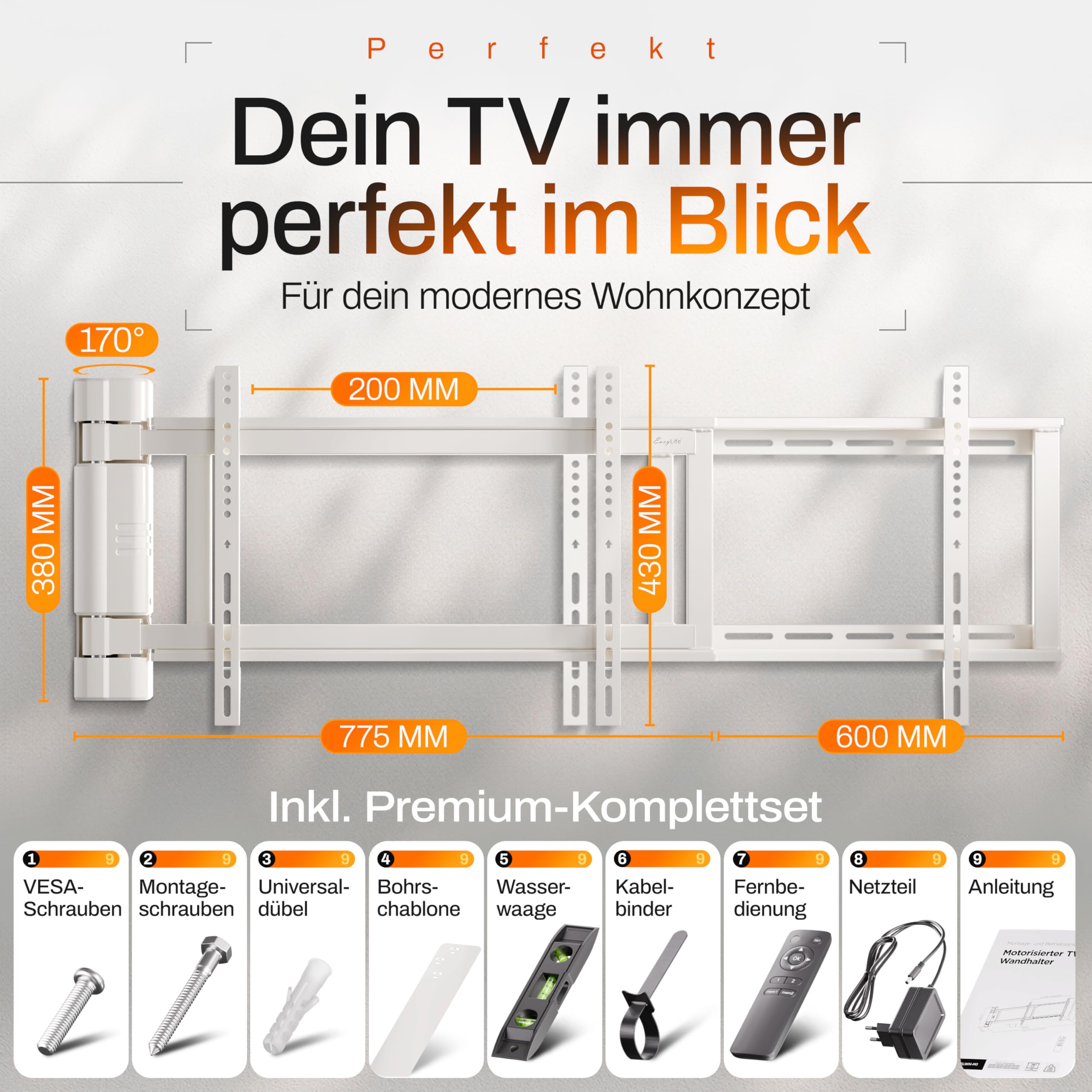 Mounting Solution for Electric TVs Up to 75 Pollici - VESA Support White - Dettaglio
