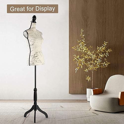 Miniatura 6 de Forma de vestido de maniquí femenino Torso, cuerpo de maniquí ajustable en altura con soporte para costura, exhibición, marfil