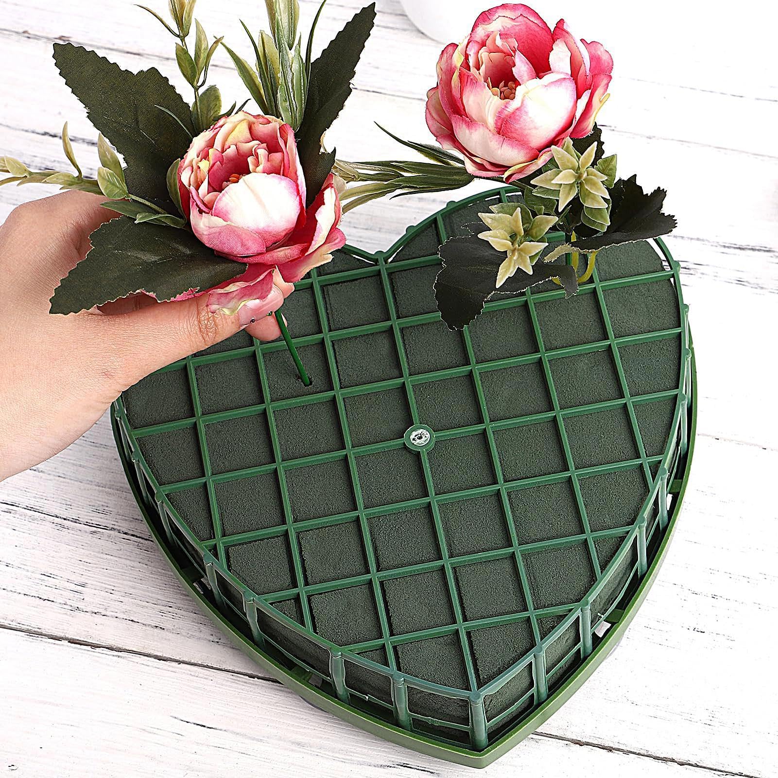 Bloques de espuma floral en forma de corazón, jaula de espuma floral húmeda para centros de mesa de boda, ramos de San Valentín, homenajes funerarios y proyectos de manualidades