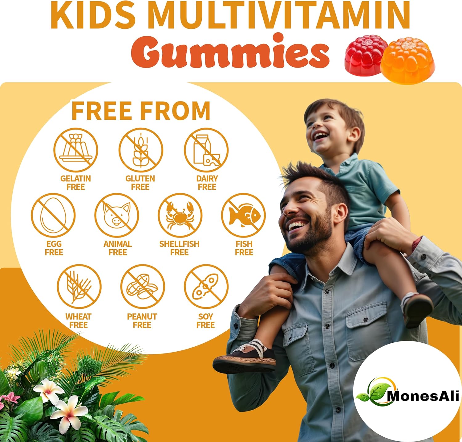 Kids Multivitamin Gummies with Iron & Probiotics – Vegan, Gelatin-Free, Halal, Orange & Strawberry Flavors, 90 Count - Image 8