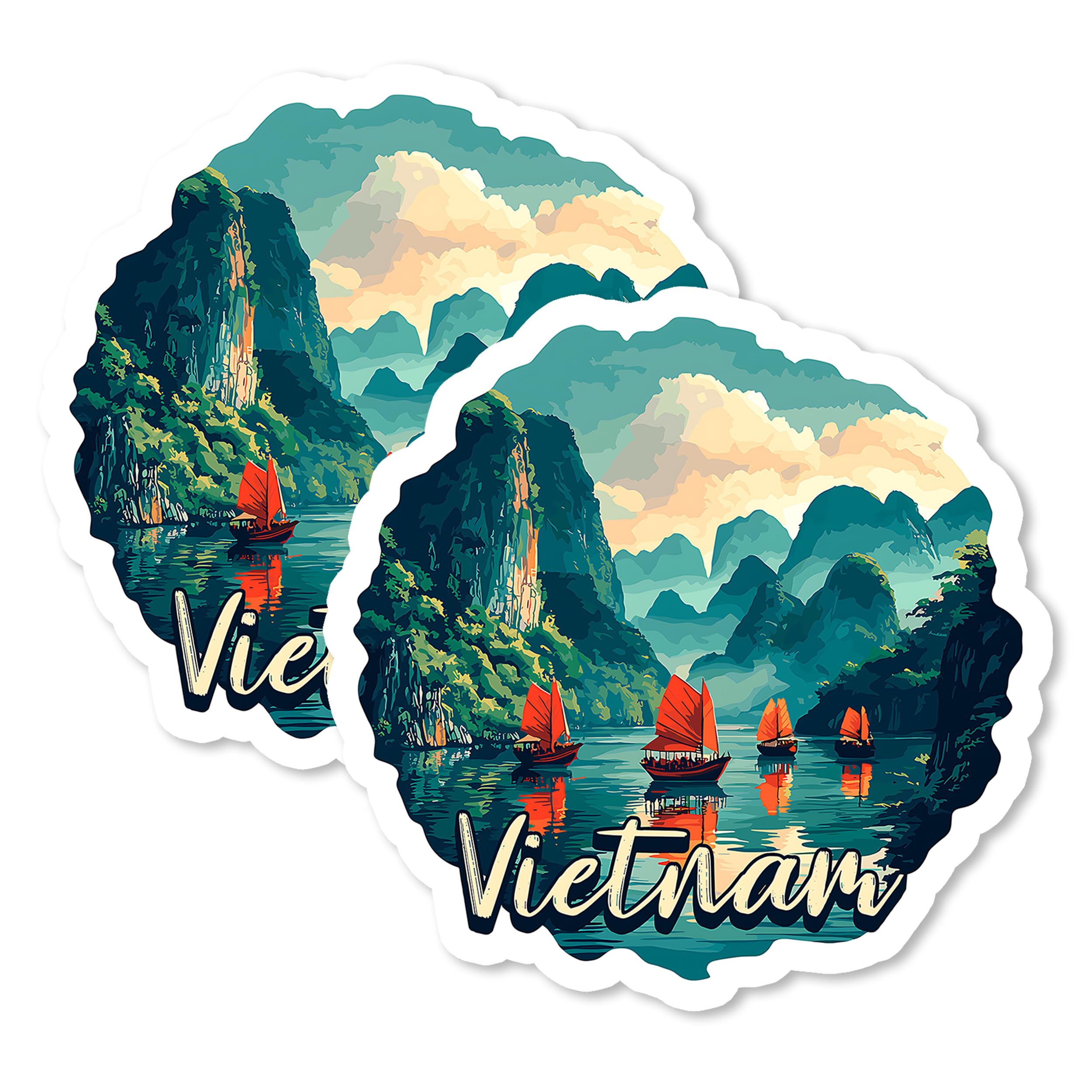 Vietnam Magnet 4 Inch 2-Pack Country Asia – Strong Vinyl Decorative Travel Magnets for Fridge Locker Kitchen Office – Cute Fun Aesthetic Cool Durable & Long-Lasting Souvenir ID44999