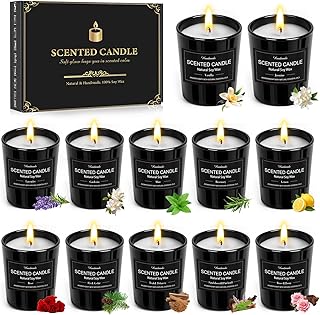 Duftkerzen im Glas, Duftkerze Geschenkset aus 12 Düft Kerze für Frauen mit 180 Stunden Langer Brenndauer & Sojawachs Duftkerze Set Kleine Geschenke für Frauen Kollegen Geburtstag Muttertag Weihnachten