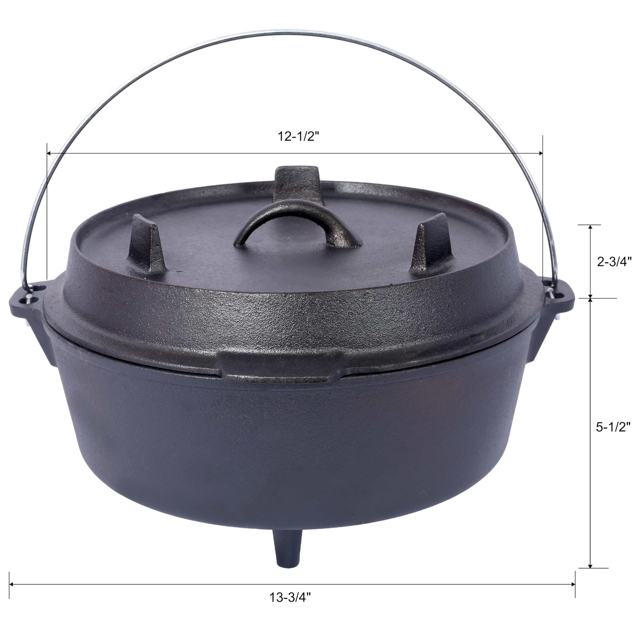 aphrophina Pre-Seasoned Cast Iron Dutch Oven with Skillet Lid, 6 Quart Deep Pot for Outdoor Camping Cooking, Black