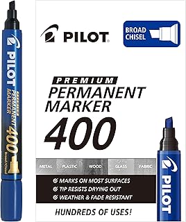 PILOT Premium 400 Permanent Markers, Broad Point Chisel Tip, Blue Ink, Box of 12 (SA4-BLU)