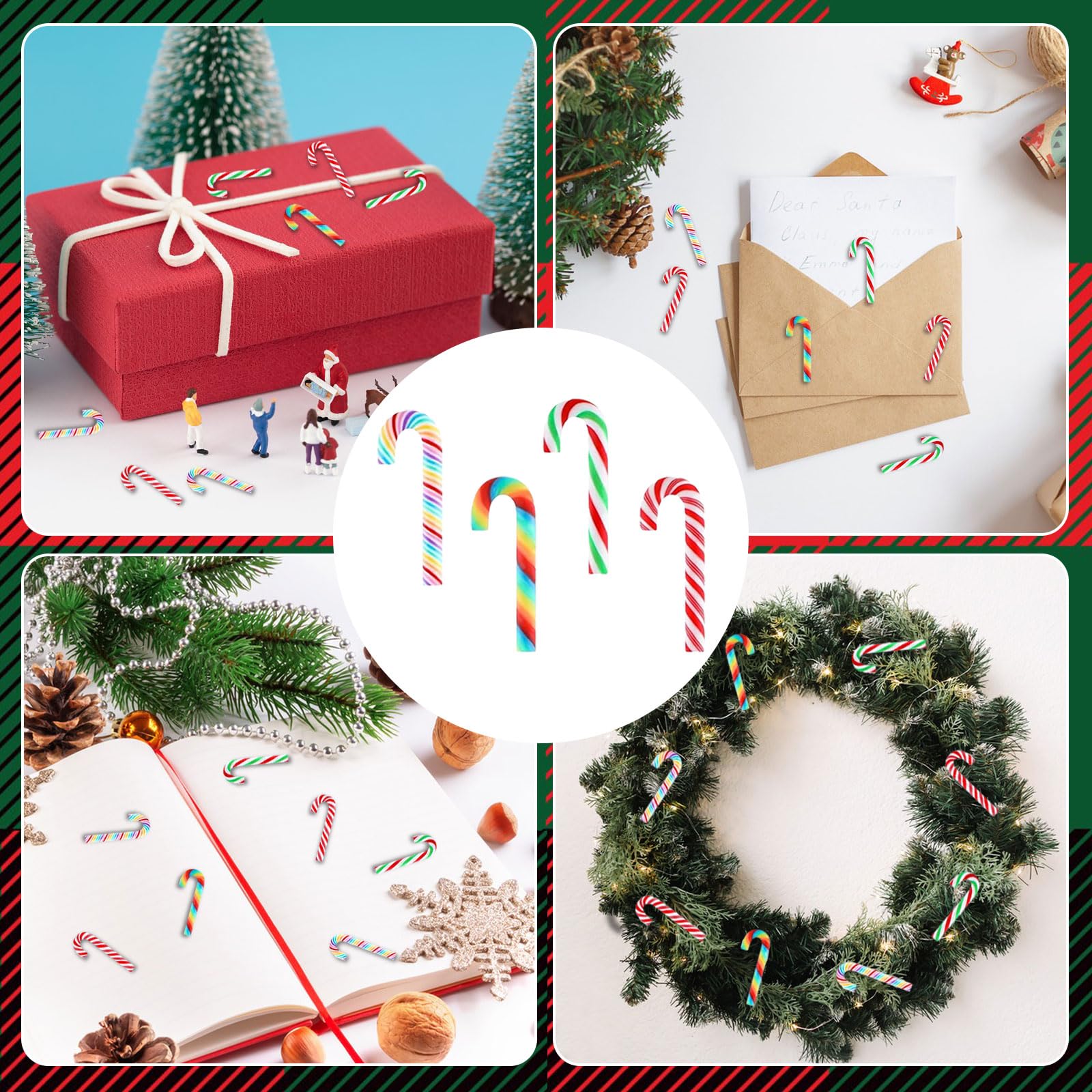 Bastoncini di Zucchero Natalizi, 60pcs Mini Caramelle Natalizi, Decorazione di Bastoncino di Zucchero, Decorazioni Natalizie Caramelle, Decorazioni