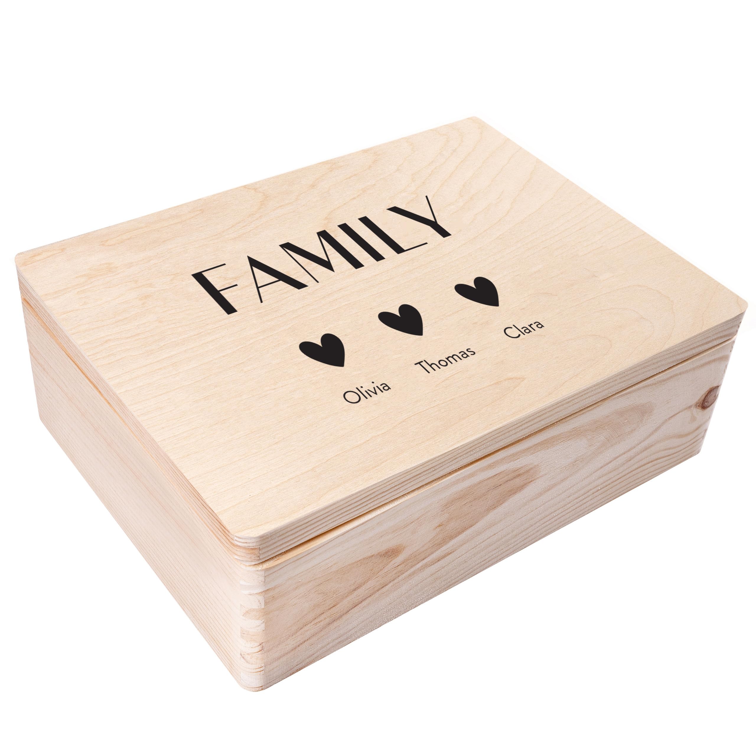 Creative Deco Personalized Wooden Storage Box Family Memory Box | 15.8x11.8x5.5in (+-0.5) | Multiple Choice | Hinged Lid Engraving | Gift Box | Rough UNSANDED Keepsake Souvenir Chest