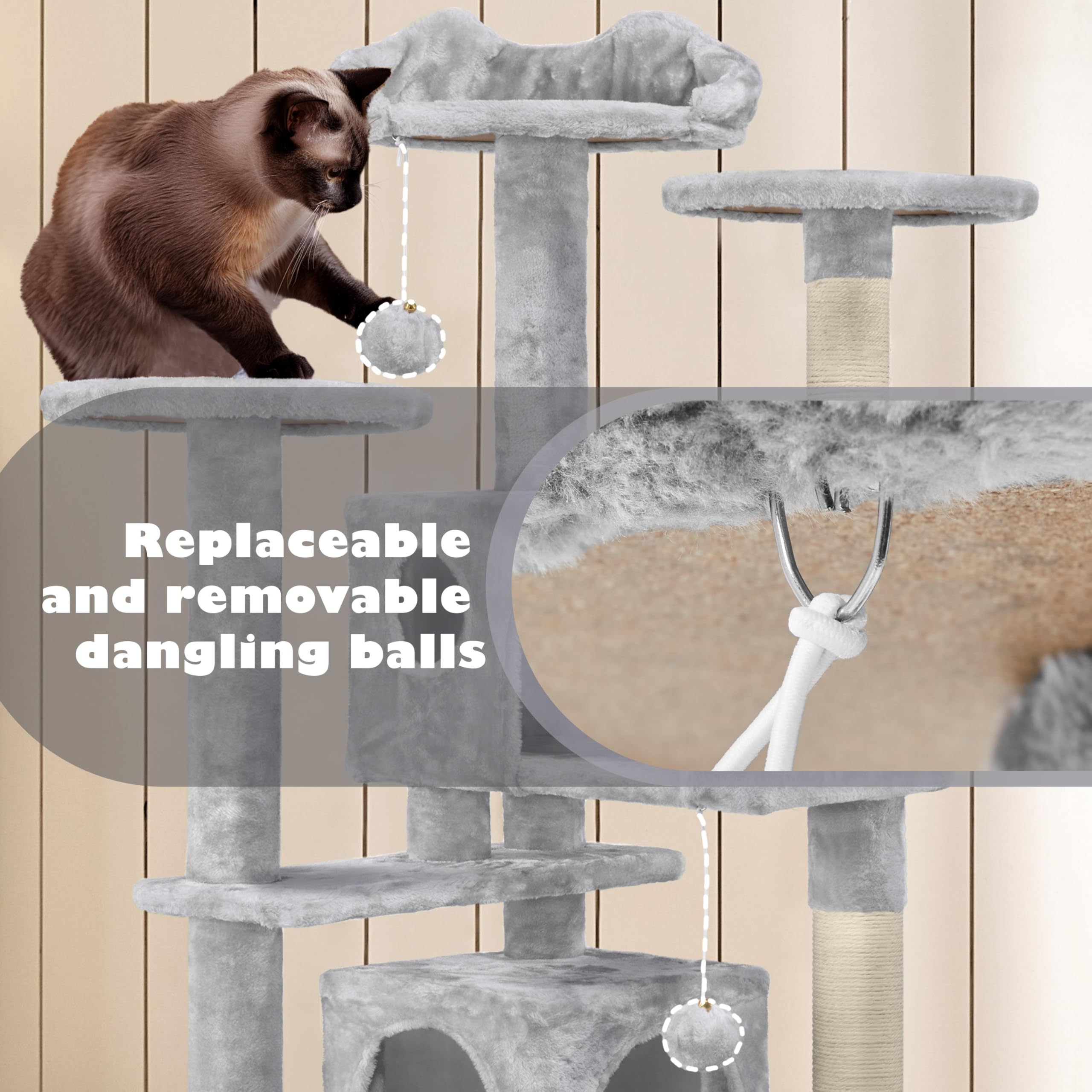 Amazon.com : Yaheetech 54in Cat Tree, Multi-Level Cat Tower with
