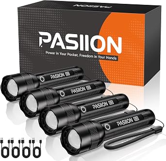 Rechargeable Flashlights High Lumen LED Torches, 5 Modes, Waterproof & Zoomable Small Flashlights, Mini Size, Ideal for Camping,Hiking, Outdoor Activities, Home Emergencies Large