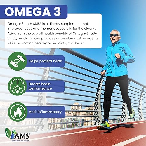 Miniatura 4 de America Medic & Science Omega-3 1000 mg (60 cápsulas blandas)  Suplemento dietético para hombres y mujeres  Aceite de pescado islandés 100% puro