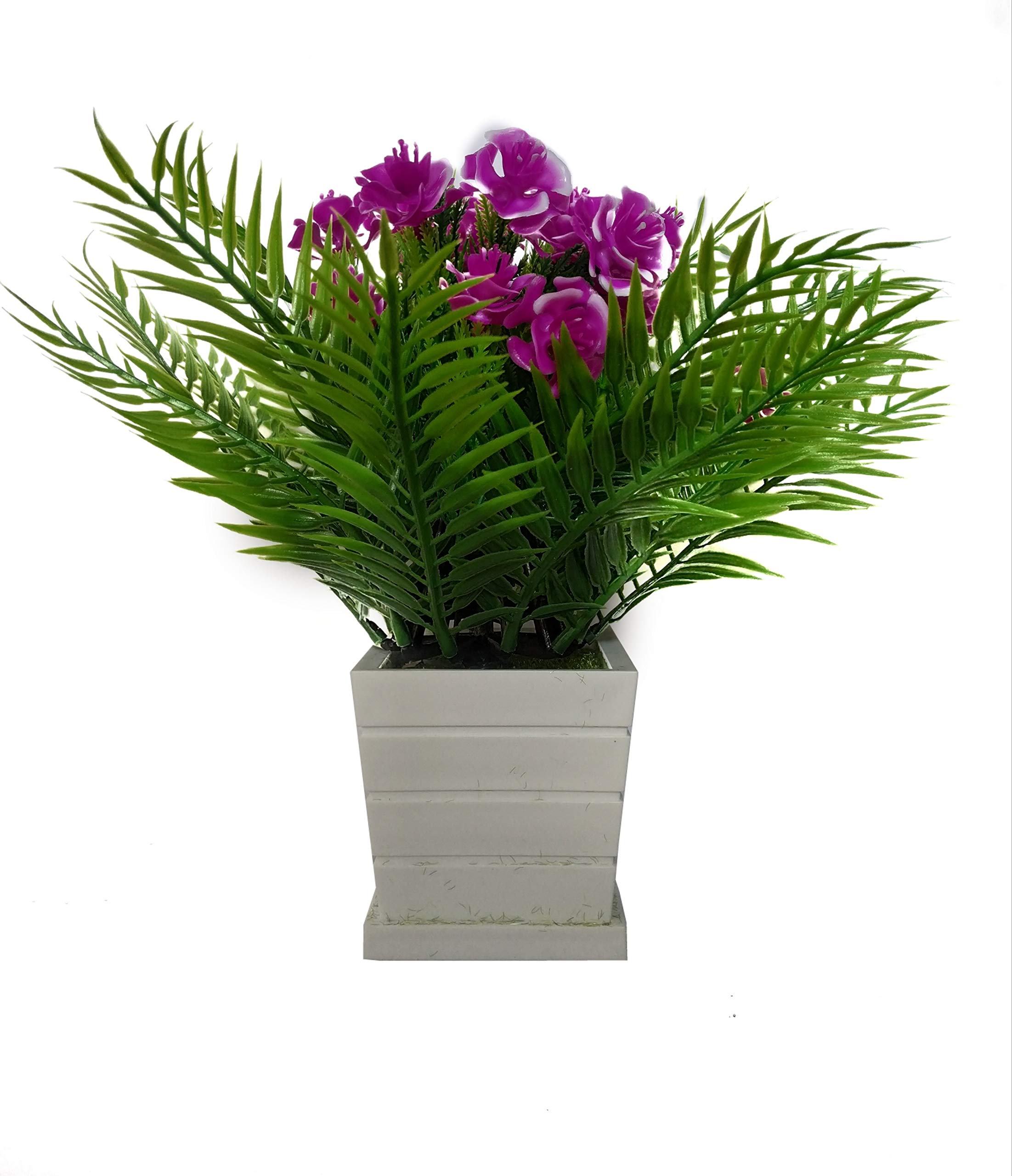 HARIVAR MART Artificial Bonsai Flowers with Plastic Pot (Multicolour, 3 Heads)