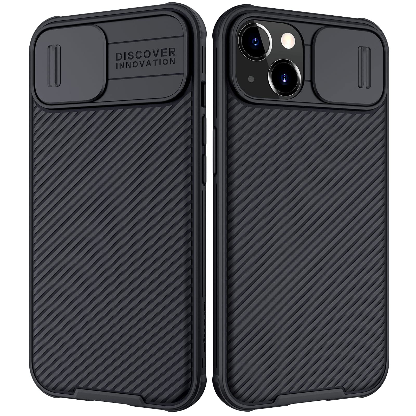 CloudValley Designed for iPhone 13 Case with Slide Camera Cover, Shockproof Soft Rubber Bumper & Hard Back Protective Case for iPhone 13 (2021) - Black