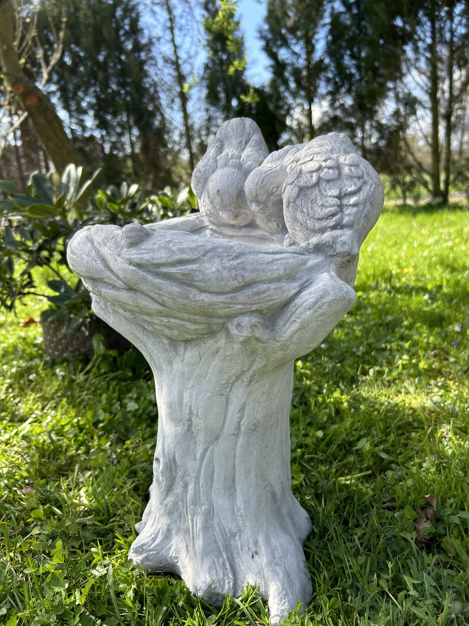 FABRIQ Grande abbeveratoio per uccelli su base, 46 cm, 20 kg, in pietra pressofuso, resistente alle intemperie e al gelo, decorazione da giardino