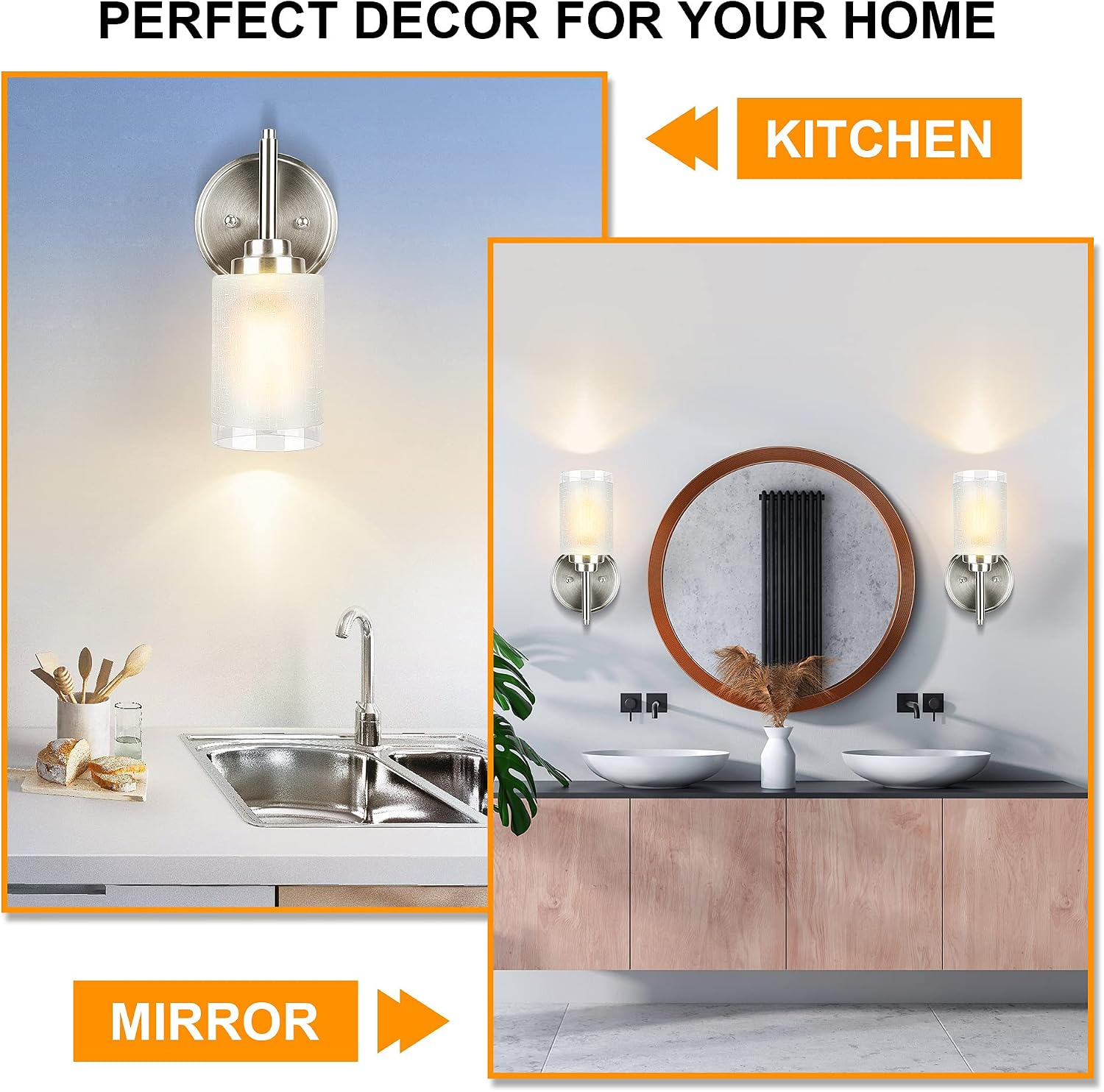 One-Day Sale: Up to 80% Off 3-Light Bath Vanity Light Fixture, Modern Bathroom Wall Lights, White Linen Frosted Glass Shades in Brushed Nickel Finish, No Bulbs