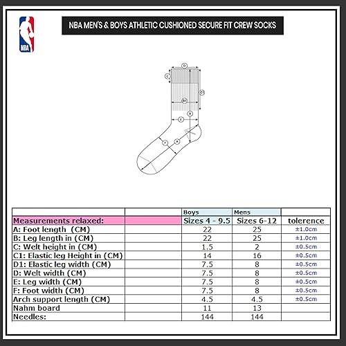 Miniatura 7 de Ultra Game Mens NBA Official Athletic Cushioned Secure Fit Crew Socks - 6 Pack