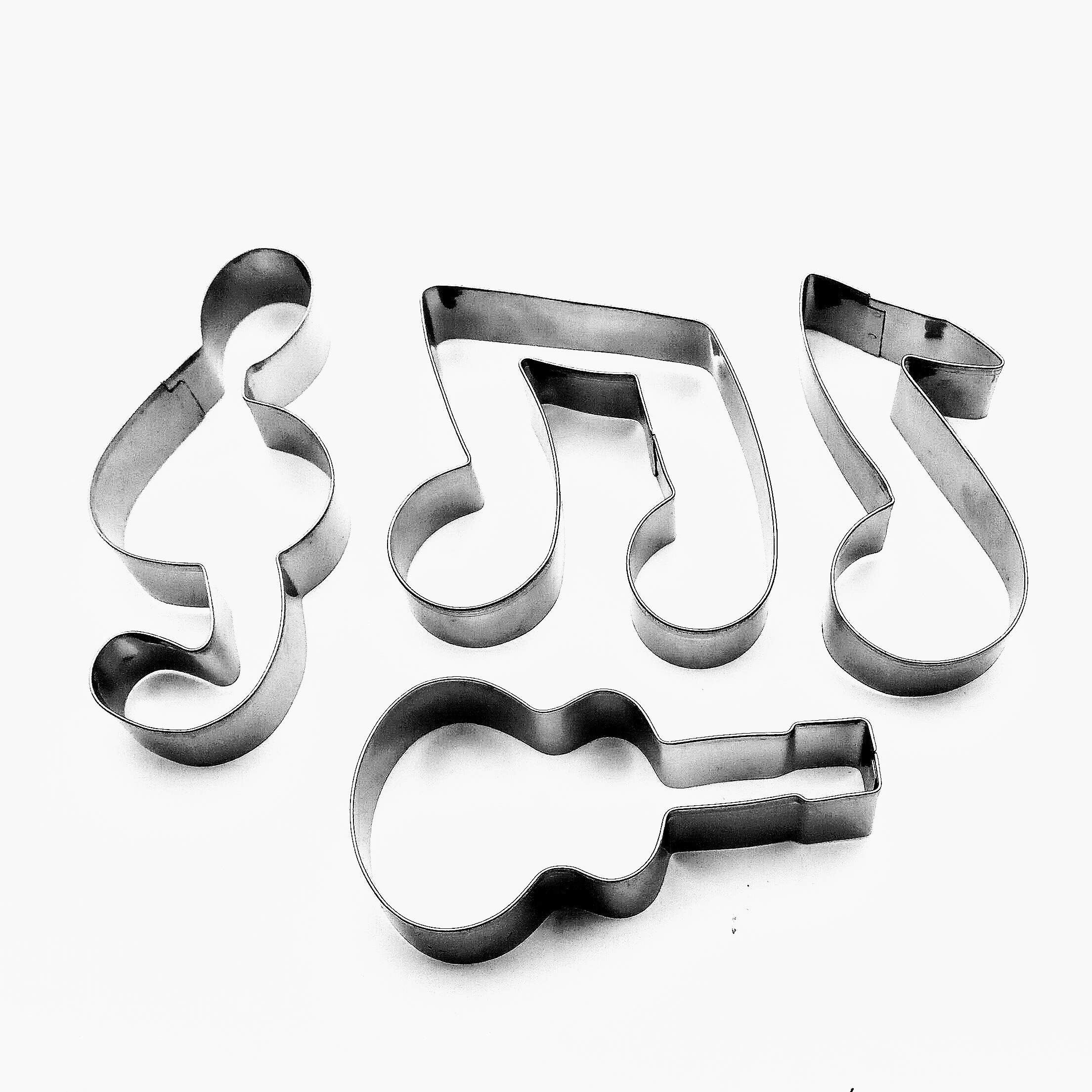 LAWMAN Music Notes Signs Symbol Guitar Fondant Biscuit Baking Cookie Cutter 4 pcs Set
