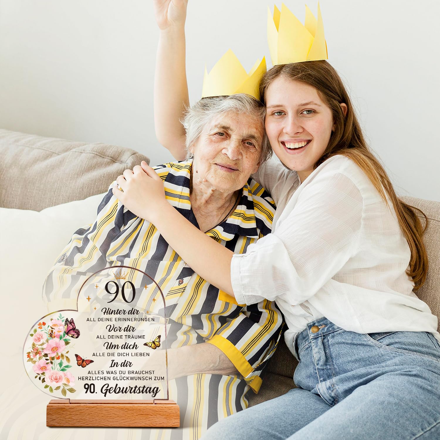 Geschenke Zum 90 Geburtstag Frau - Acryl Plakette Mit Inspirierender Gravur | 90. Geburtstag Frau, Deko 90. Geburtstag Frau, 90. Geburtstag Geschenkideen Für Mama, Schwester, Ehefrau, Kollegin