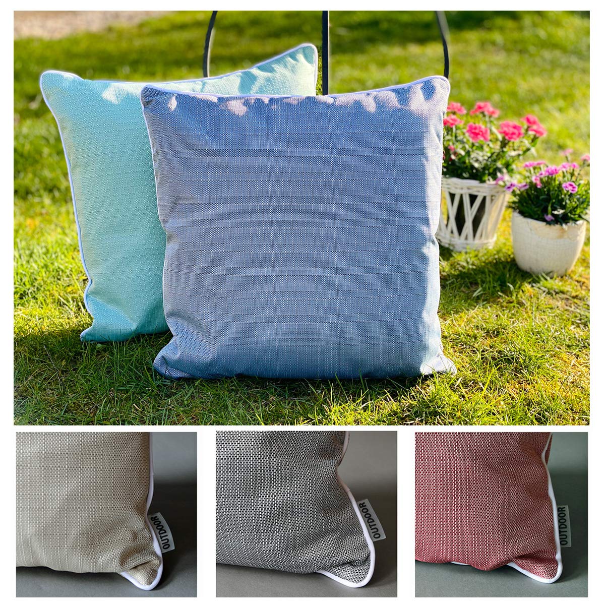 Coussin extérieur imperméable 45x45 cm Flamands roses Lot de 2 - HOMESCAPES