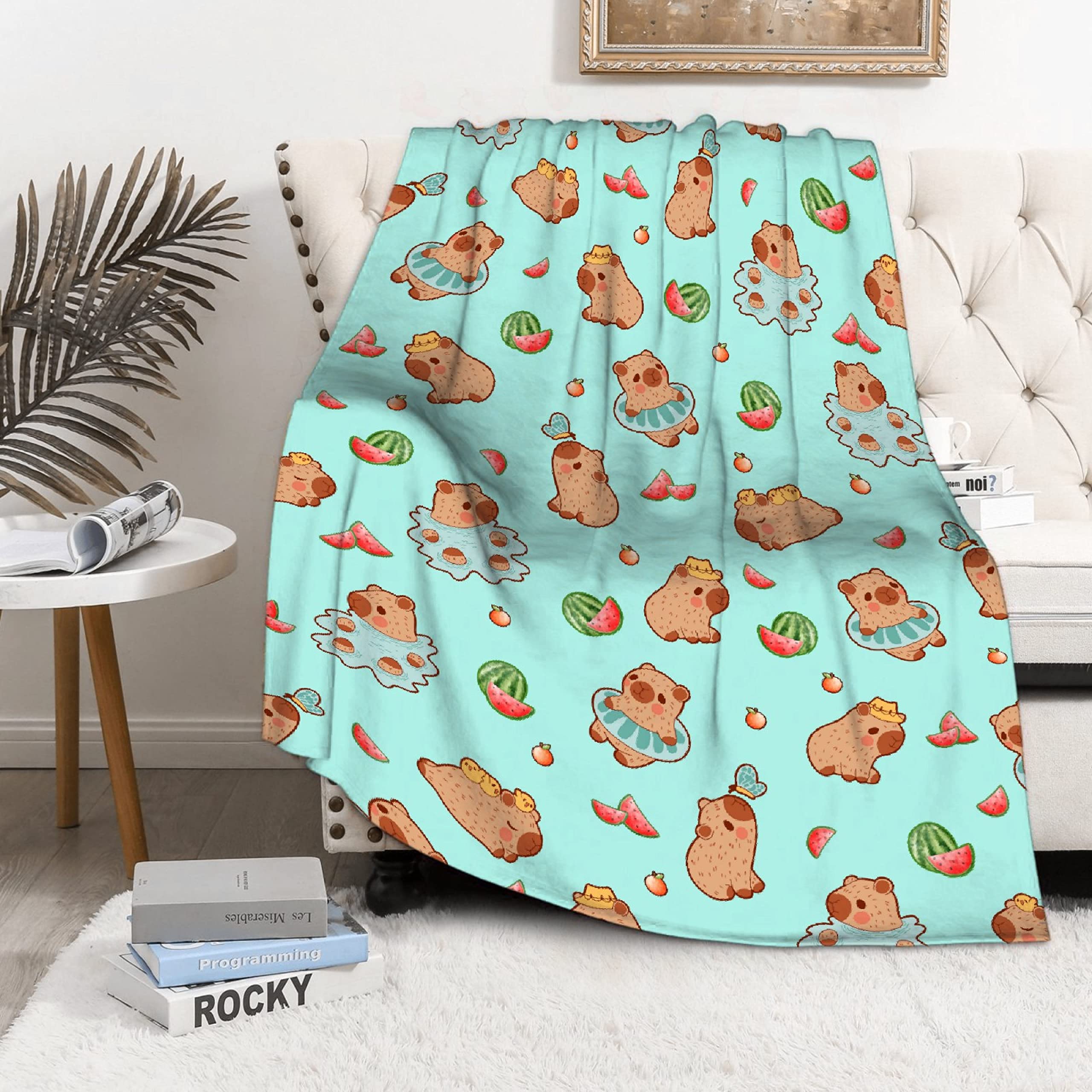 Cutes Capybara Throw Blanket Funny Gift for Girls Boys Kids Animals Lovers -Super Soft Flannel Blanket for Sofa Couch Bed Travel- Plush Warm Cozy Home Decor for Summer - 60