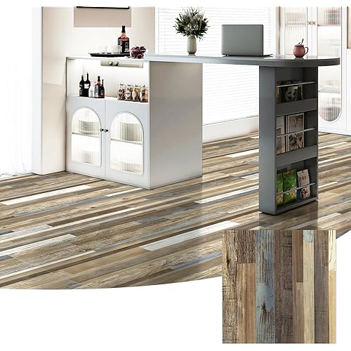 LONGKING 30-Pack 12×12in Vinyl Flooring Tiles - Effortless Peel and Stick Floor Tiles for Kitchen, Dining Room, Bedrooms, 30 Sq. Ft (Brown Segment)