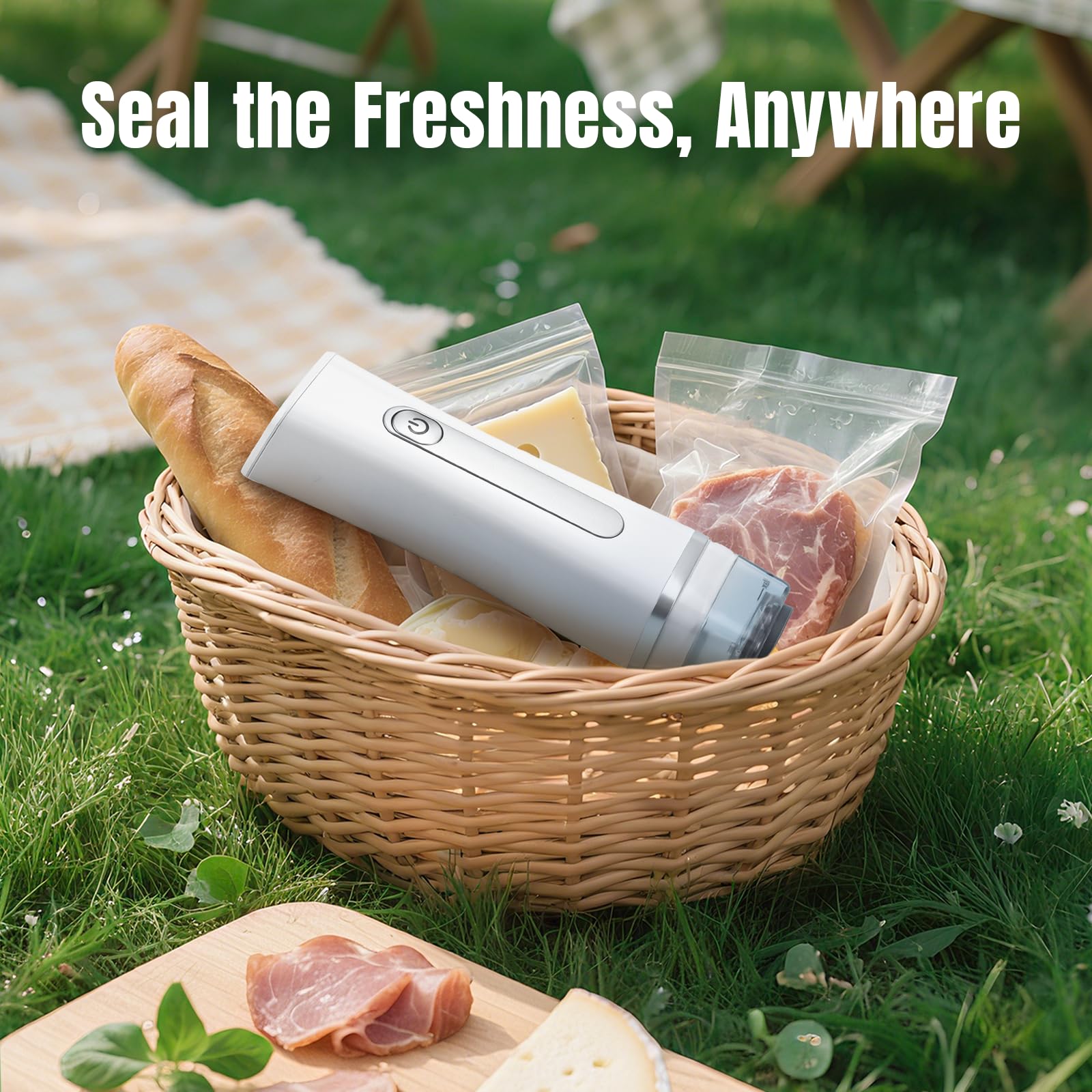Appareil de Mise Sous Vide Compact Manuel pour Aliments,Scelleuse Portable avec 30 Unité Sachets Réutilisables | Scelleuse Mini pour Conservation,Appareil de Préservation Chef Compact