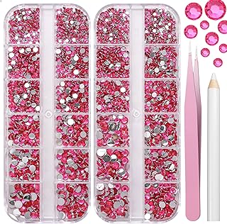 2 cajas de diamantes de imitación rosa rosa p...