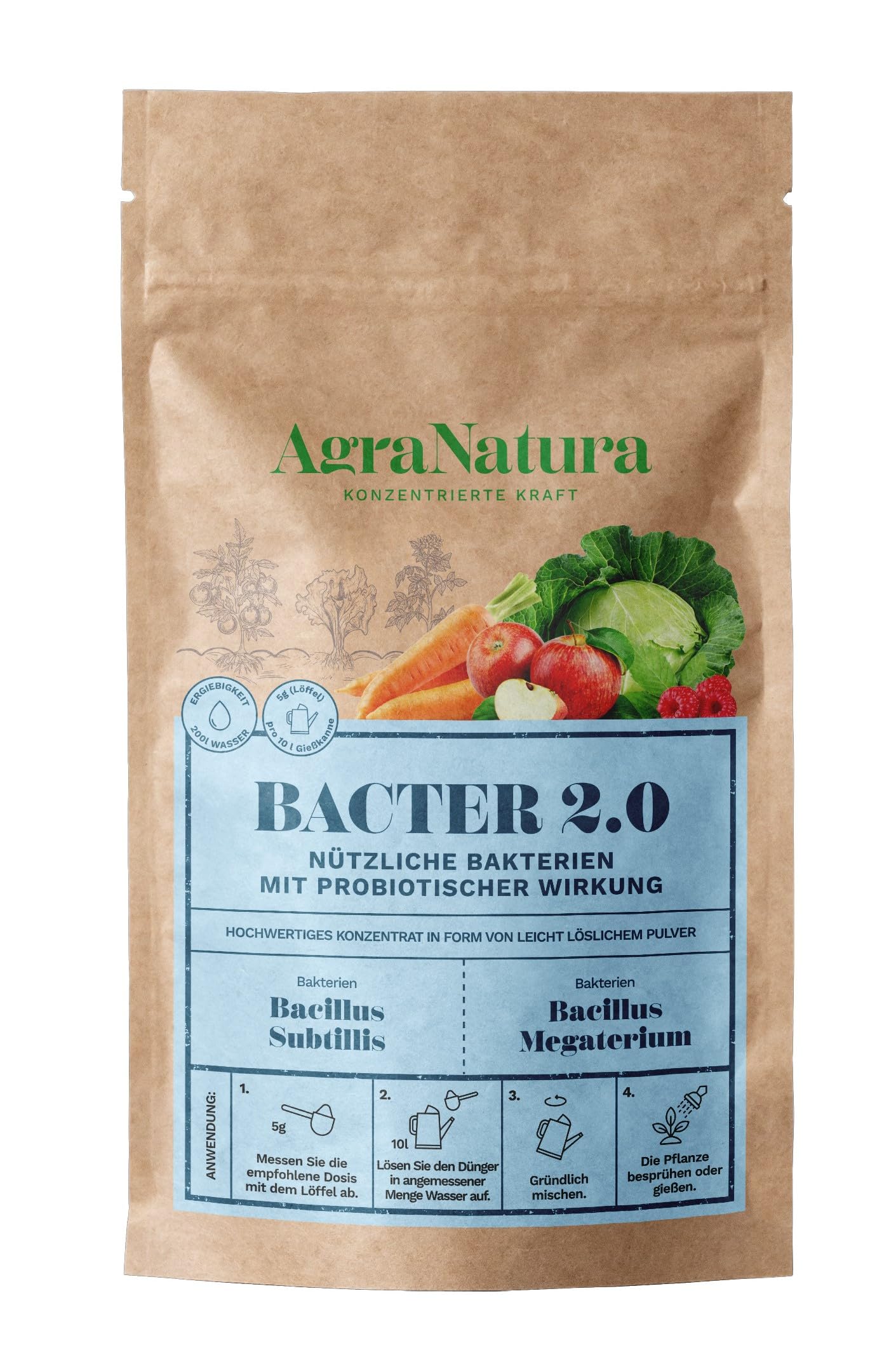 AgraNatura - BACTER 2.0 - Attivatore del suolo - Acceleratore Compostaggio - Batteri del suolo con potenti microrganismi - Acceleratore Compost - Attivatore Biologico - Concime Piante Verdi