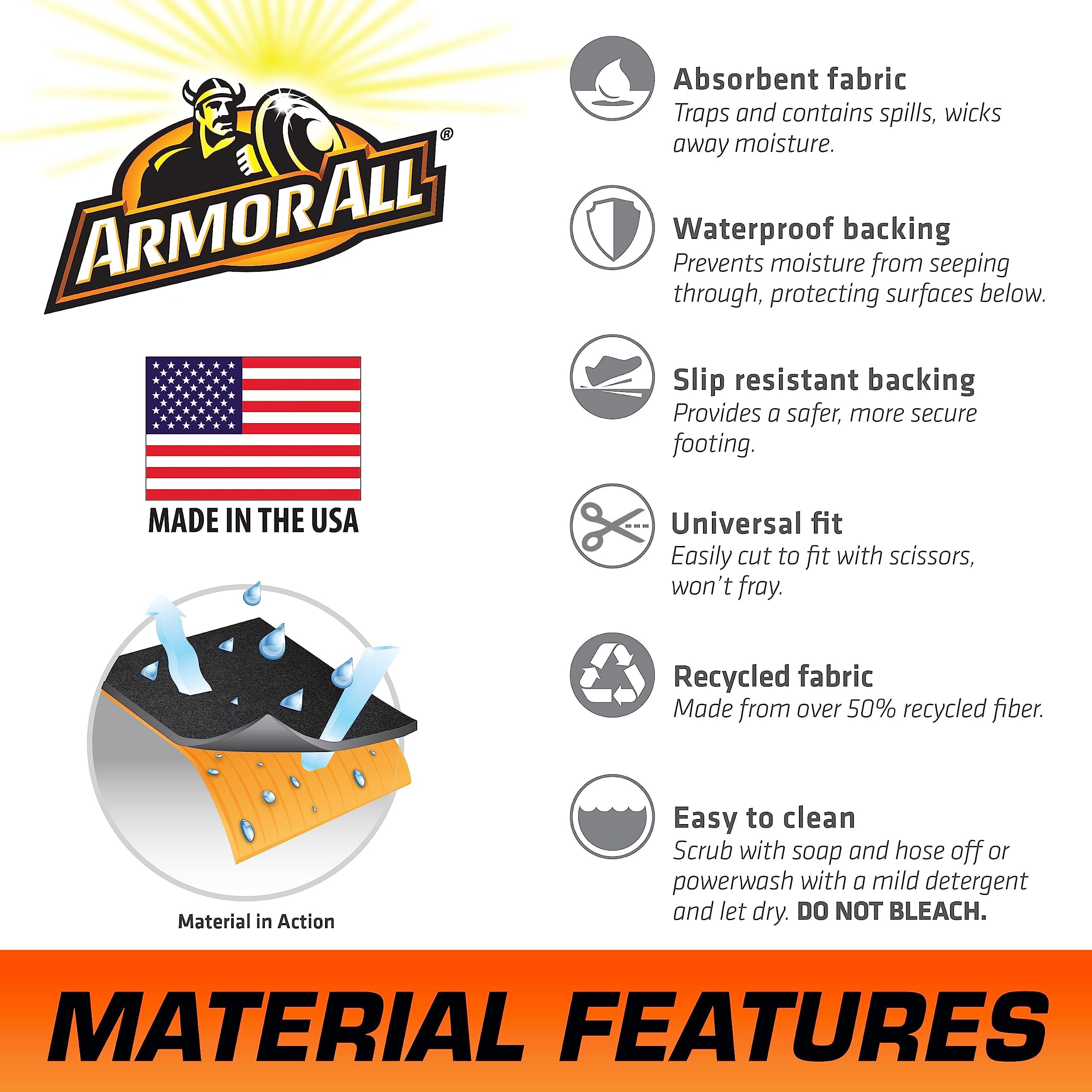 Armor All Garage Floor Runner Mat, (108" x 30"), Protects Surfaces, Transforms Garage, Absorbent, Waterproof, Durable, Trimmable (USA Made) (Charcoal)
