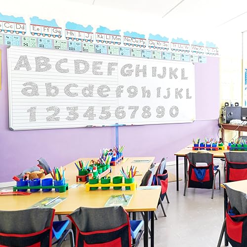 Miniatura 6 de Colarr 216 letras con purpurina para tableros de anuncios para números de aula, letras del alfabeto, tablero de pósteres, letras con puntos