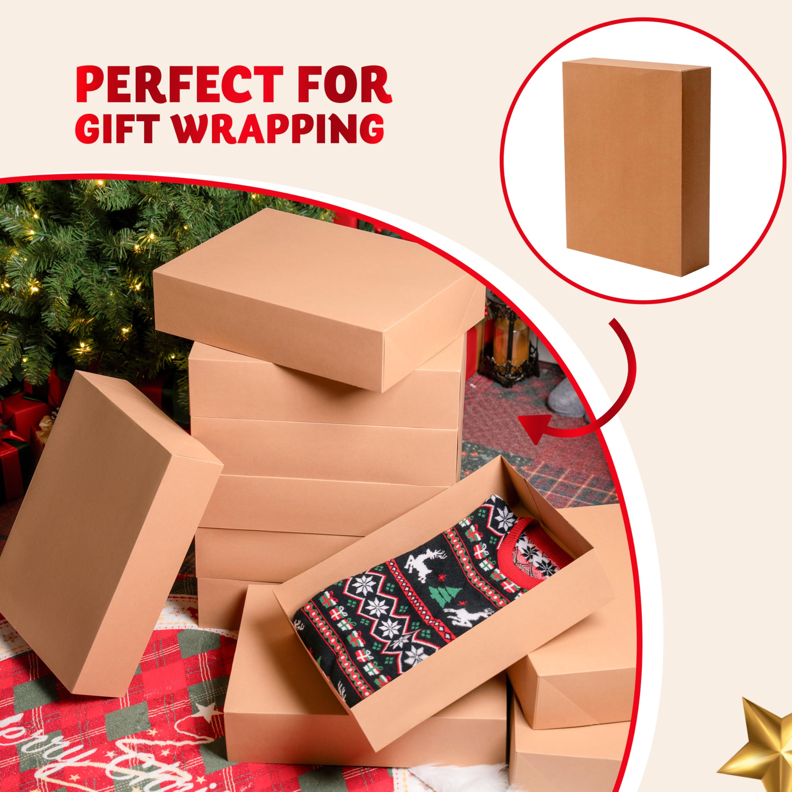 JOYIN 12 scatole regalo di Natale grandi con coperchio, 43,2 x 33 x 10,2 cm, per regali, Natale, compleanno, camicia, abbigliamento, scatole regalo per vestaglie, cappelli, maglioni e cappotti