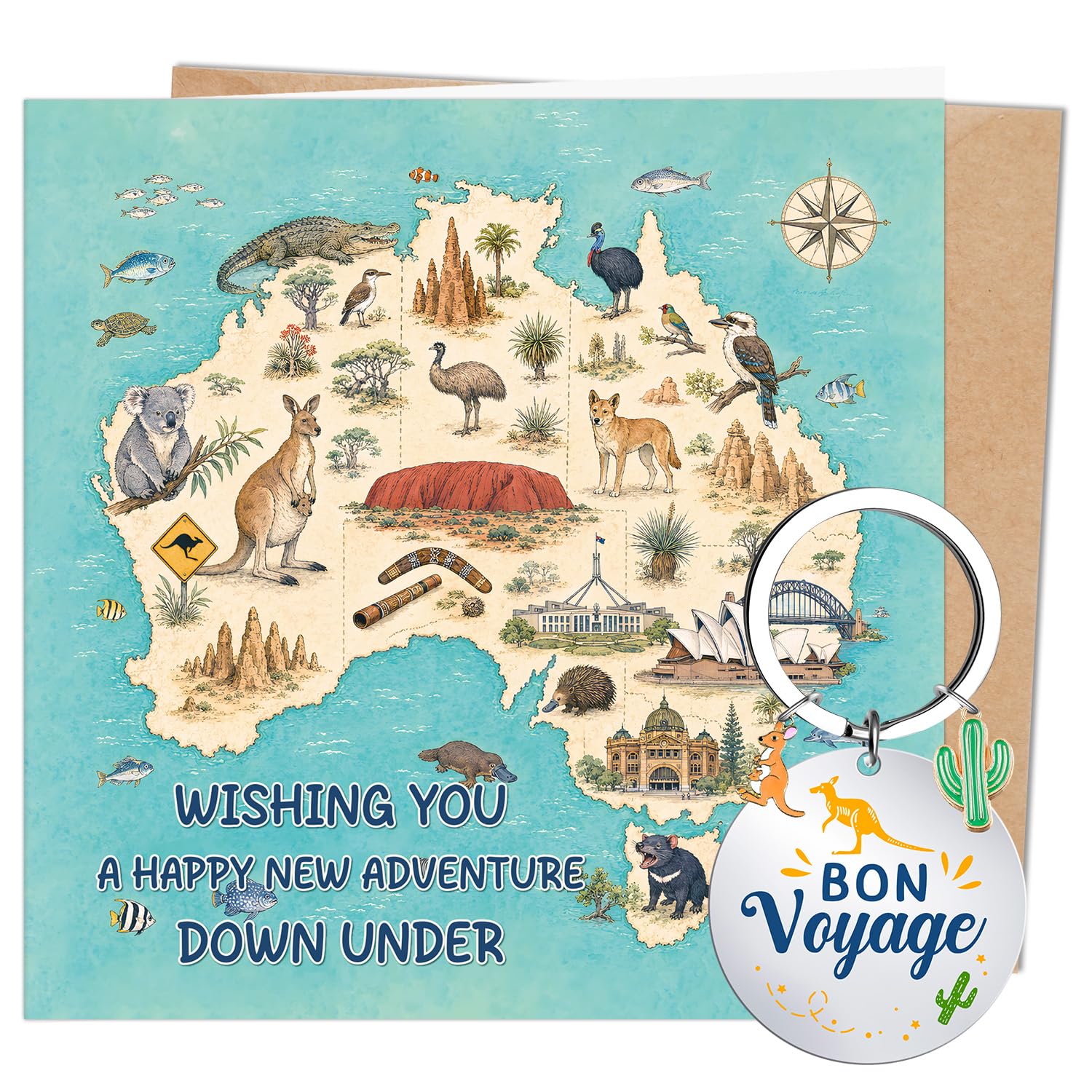 Eiapadeor Good Luck in Australia Card Travelling Gifts Gap Year Holiday
