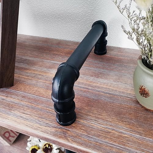 Miniatura 15 de Estantería industrial, estantería de tubo de 3 niveles, estante industrial para tuberías - marrón envejecido, 29.5 pulgadas de largo x 11.8 pulgadas