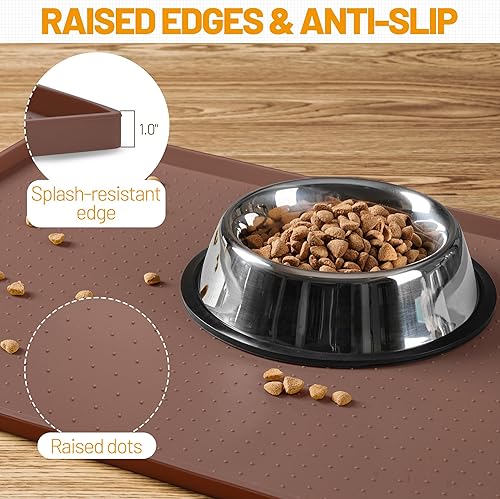 Miniatura 44 de Hubulk Tapete de alimentación para perros, 100% impermeable, de silicona de grado alimenticio, mantel individual para alimentos y agua