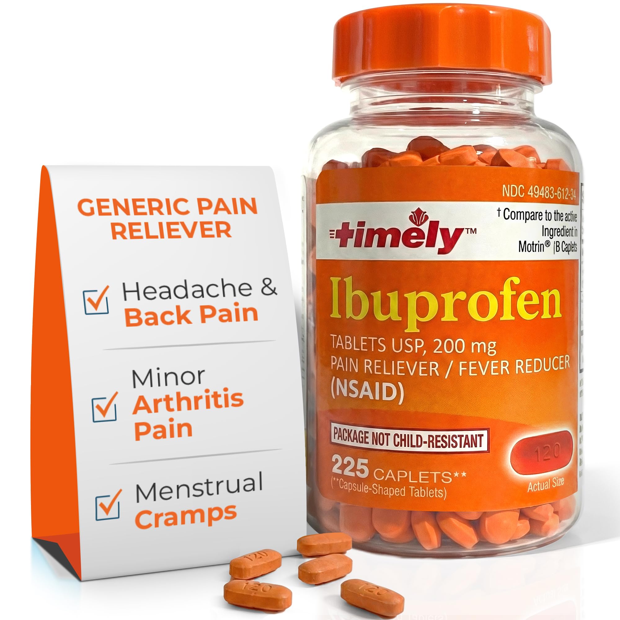 TIME-Cap Labs Ibuprofen 200mg Pain Reliever &amp; Fever Reducer, 225 Caplets