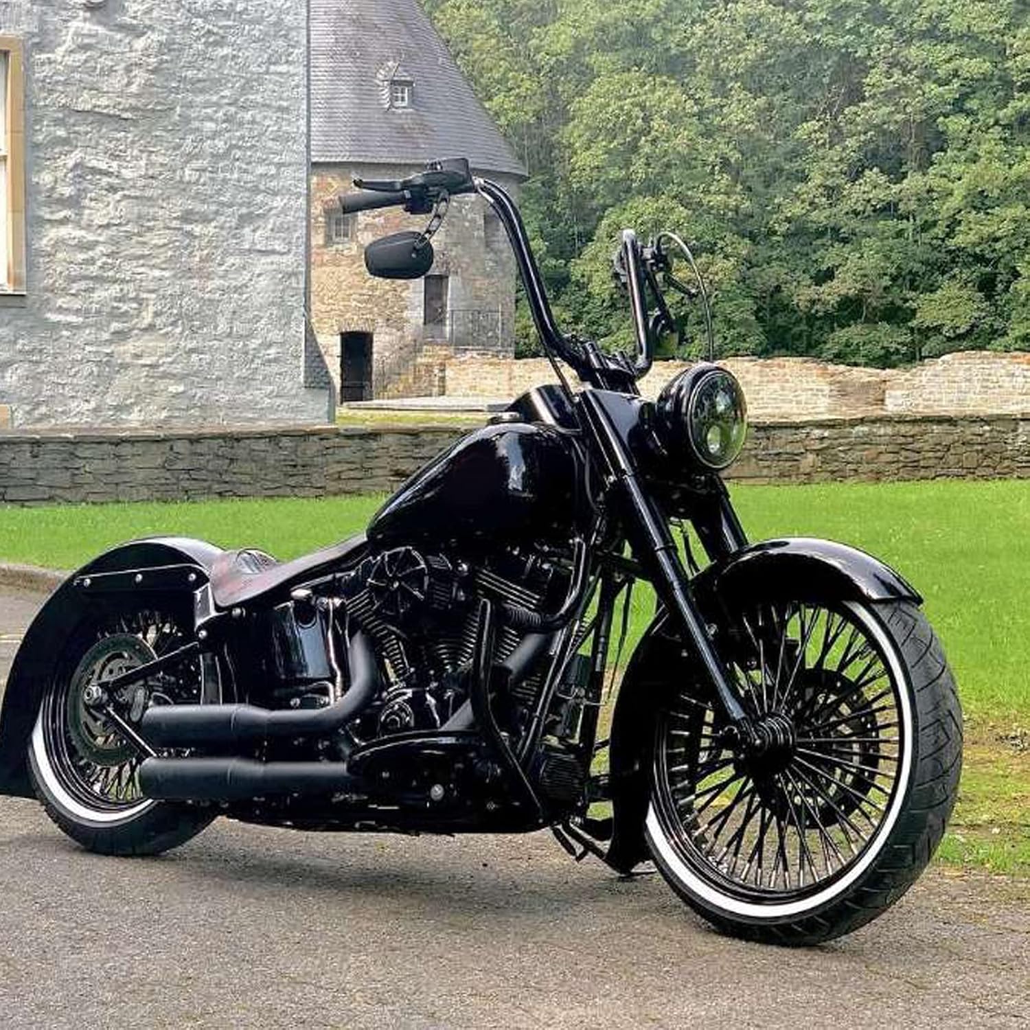 8mm Black Motorcycle Rearview Side Mirror Hollow styling Compatible with Harley Street Glide Road King Dyn Softail Bobber Cruiser Custom MT