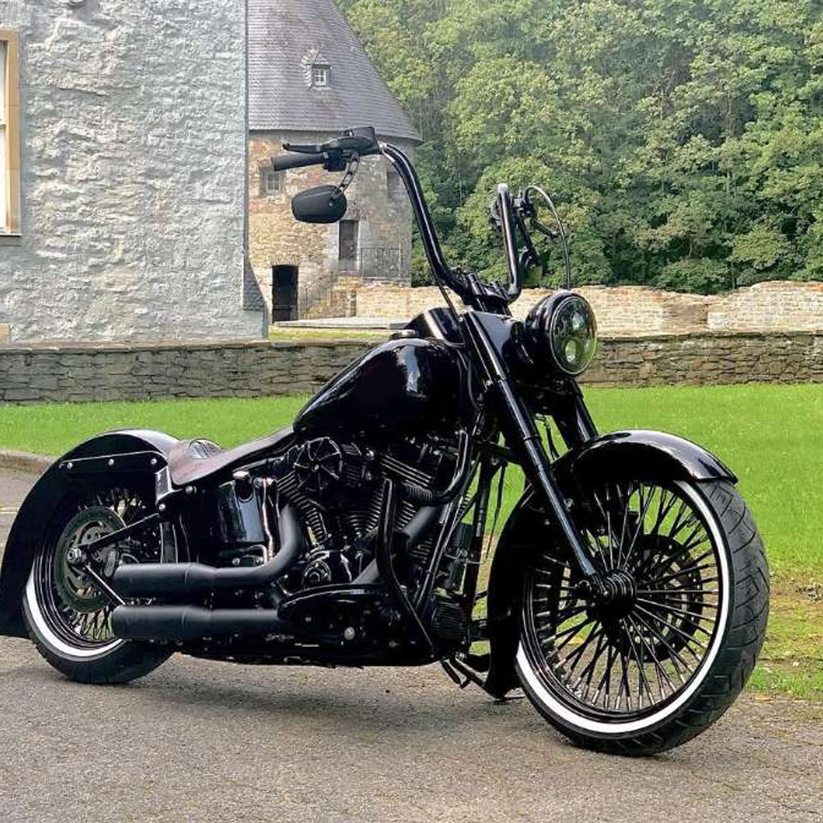 Rétroviseur latéral noir 8 mm pour moto Harley Bobber Cruiser Custom MT