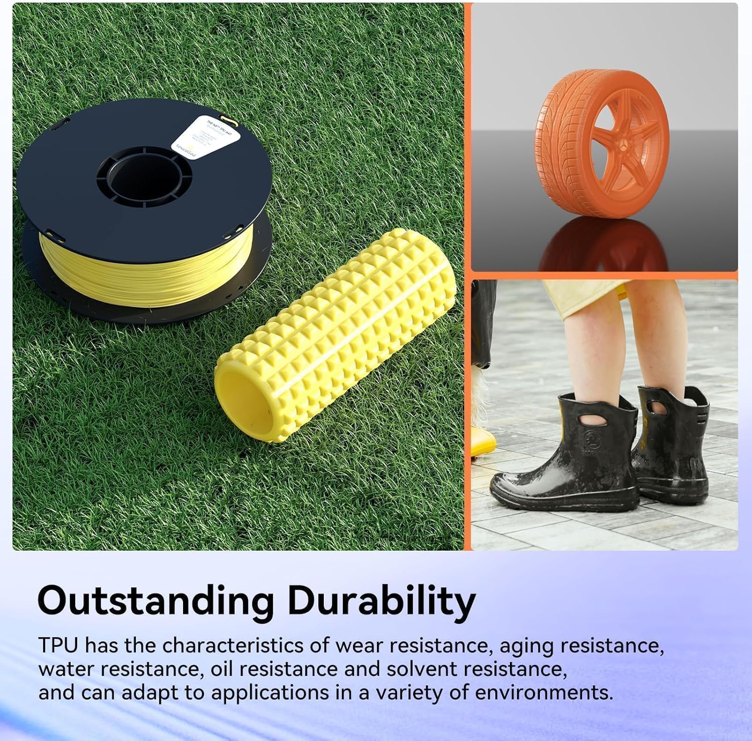 kexcelled TPU 64D Filament Black, High Speed Elastic and Flexible 3D Printing Filament Rigid Hard TPU for AMS,Durable and wear-Resistant,1.75mm,1 kg Spool (2.2lbs)