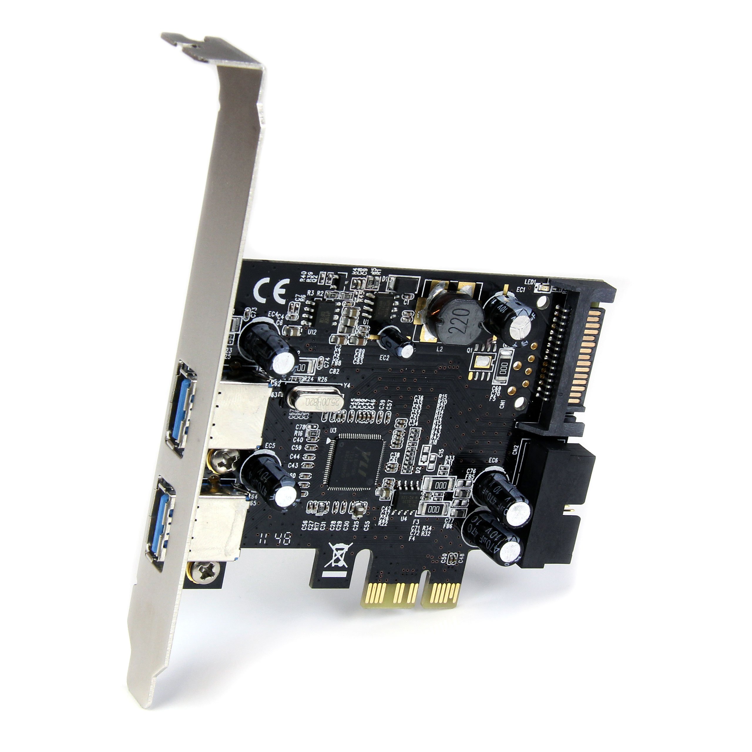 StarTech.com PEXUSB3S2E2I 4-portowa karta kontrolera USB 3.0 PCI Express PCIe, 2 wyjścia 2 Int z zasilaczem SATA