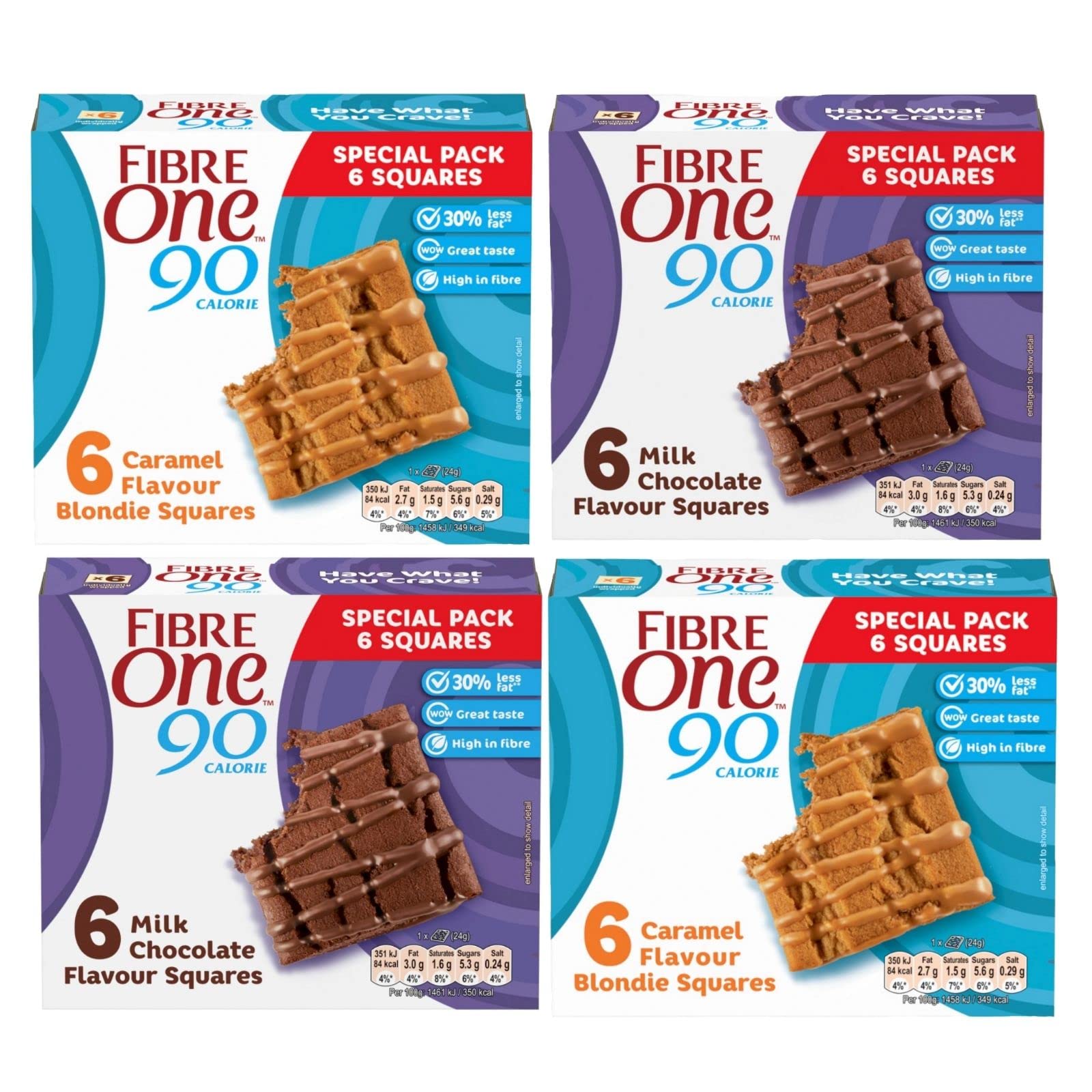 Buy Gifted For You Fibre One Milk Chocolate Flavour Squares 12x 24g