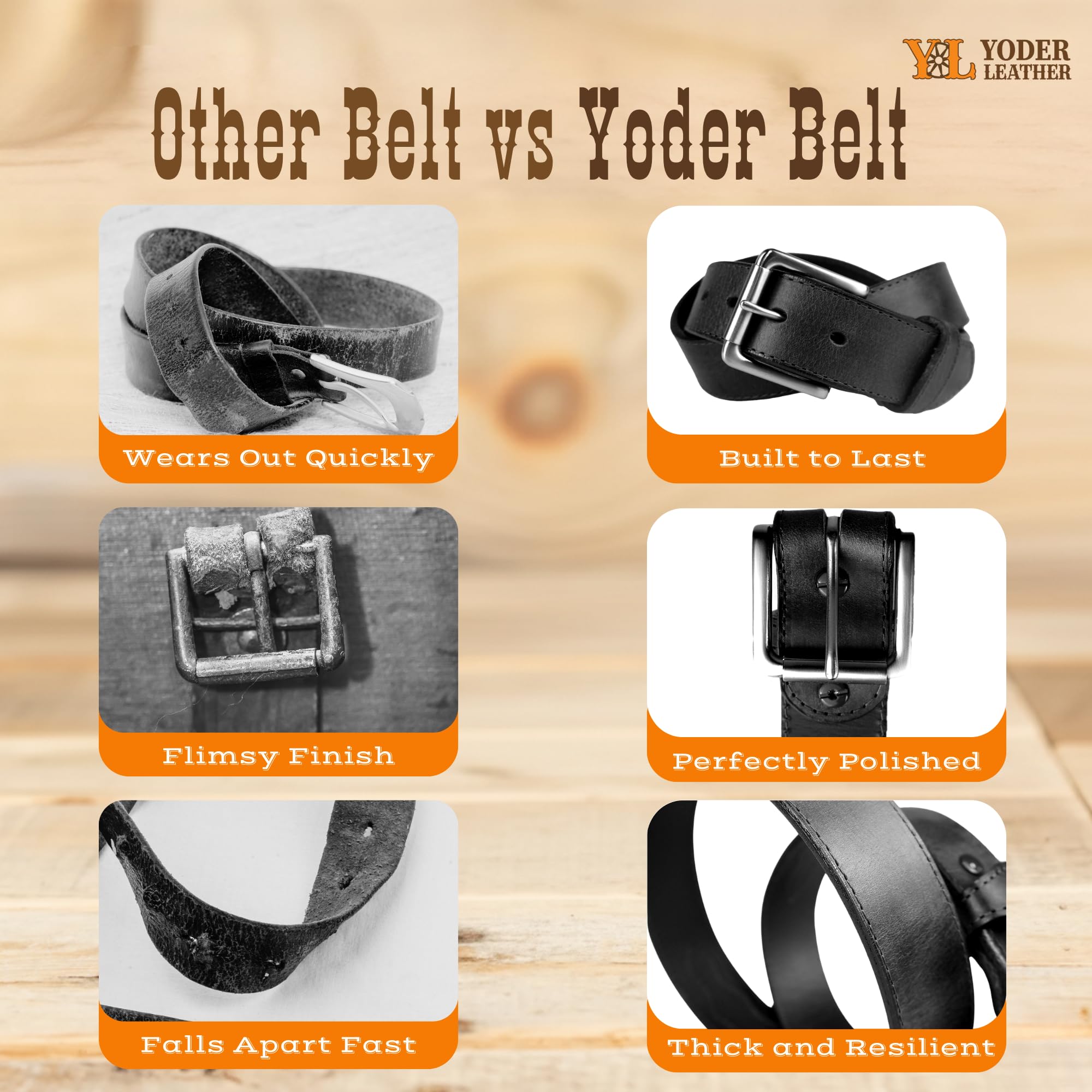 Yoder Leather Company Handgefertigter Gürtel aus italienischem Leder