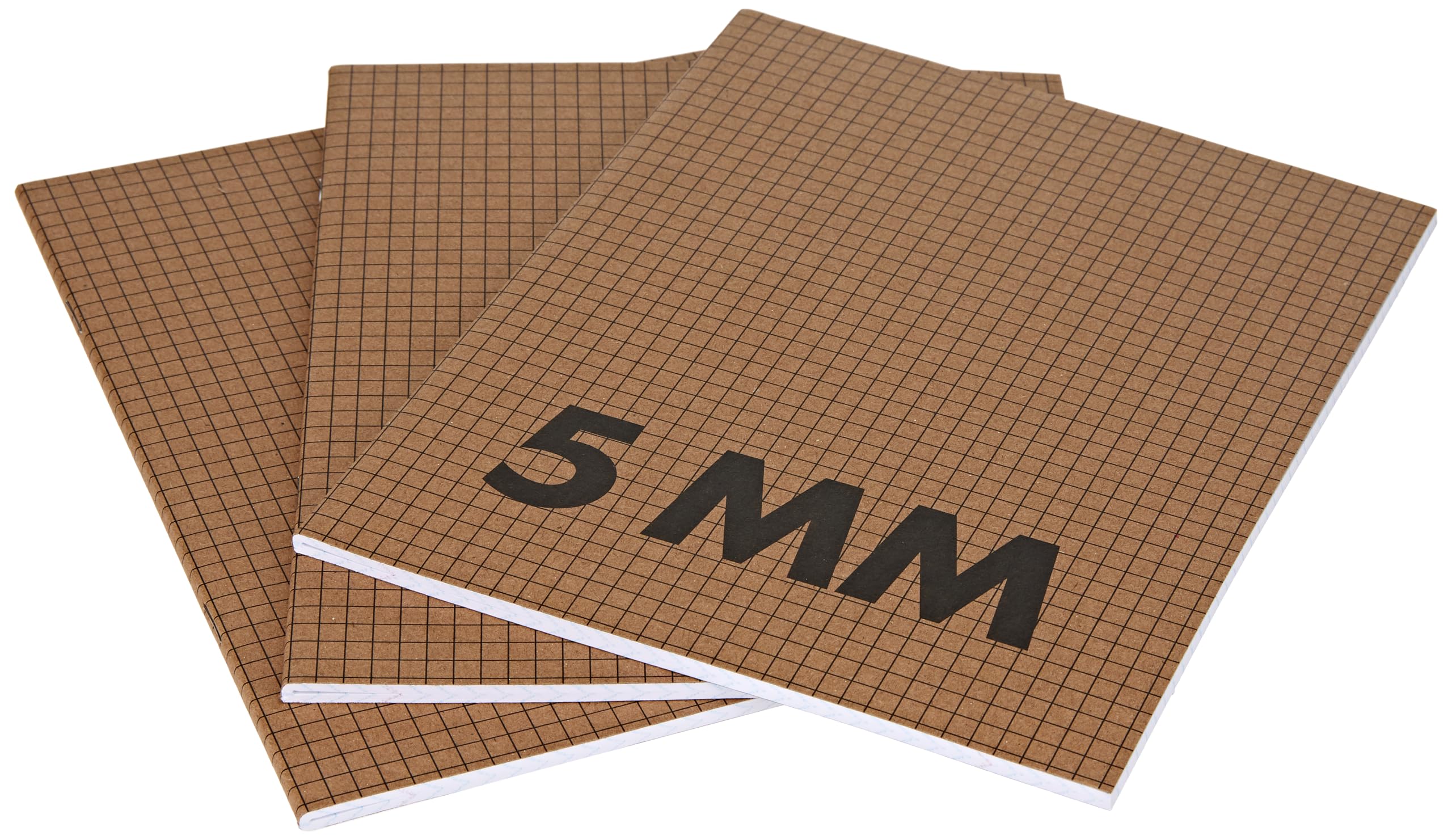 hemaA5 Notebooks with 5 mm Squares 3-Pieces, Brown