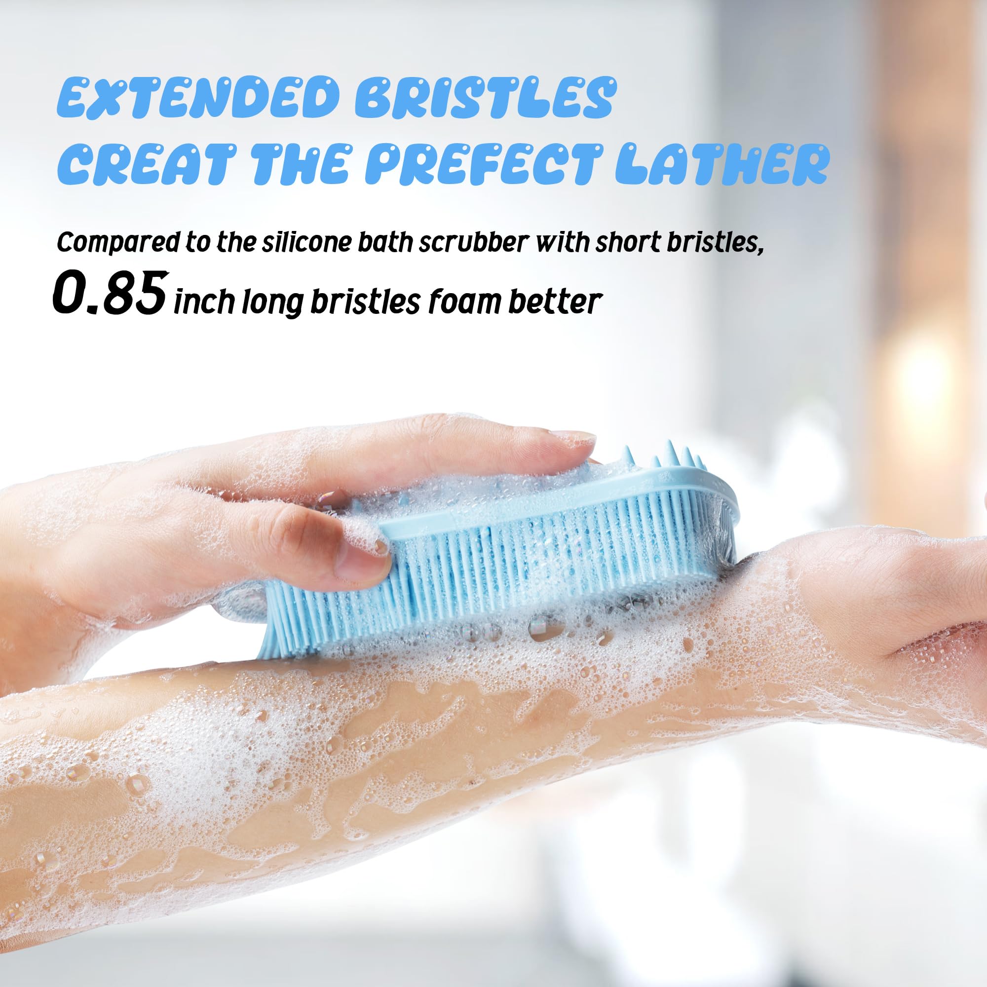 YEADMAL Dual-use Silicone Body Scrubber with Scalp Massage Shampoo Brush Exfoliating Bath Body Brush Gentle Silicone Shower Scrubber - Image 4