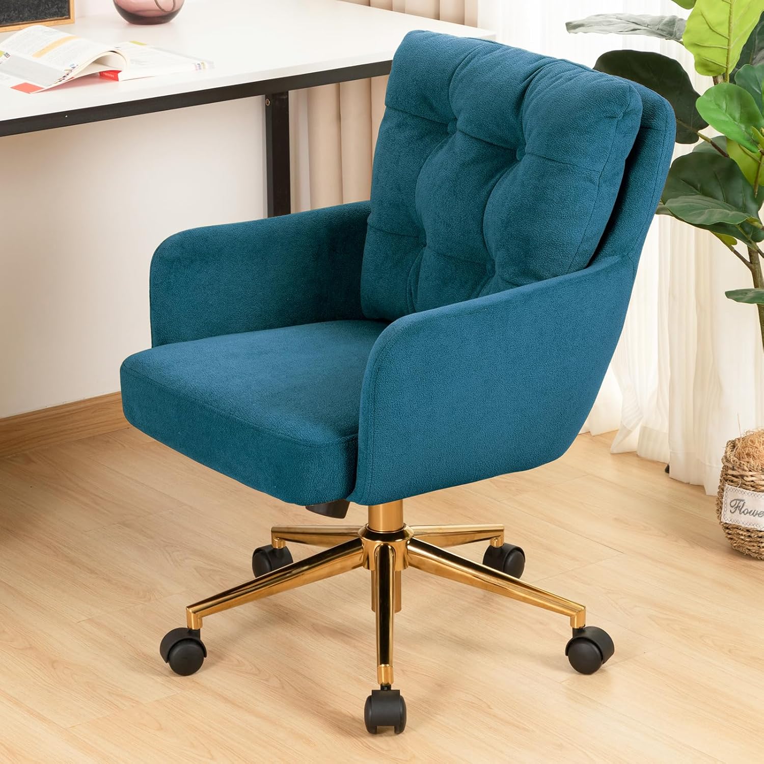 Velvet office chair with gold legs Clearance